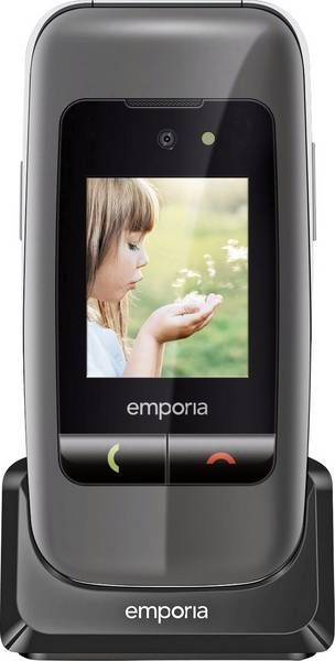 Telefoni emporia ONE me kapak, ekran 2.4", kamer 2MP, argjendtë gri e errët
