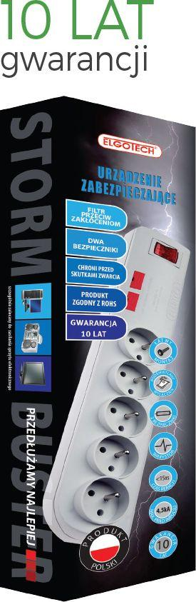 Prizë zgjatues Elgotech PSF-501, 5 dalje, 1.5m, e bardhë
