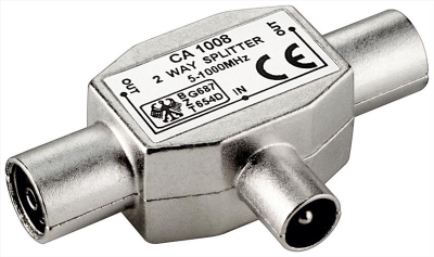 Adapter koaksial Goobay T, 2 dalje, 5-1000MHz, argjend