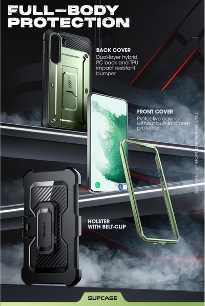 Mbulesë telefoni SUPCASE Unicorn Beetle Pro për Samsung Galaxy S23 Plus, me kickstand dhe kapëse rripi, jeshile