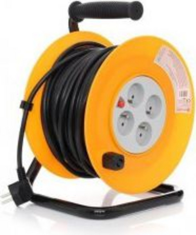 Zgjatës elektrik me bobinë Best Cable, 50 m, 4 presa, i verdhë
