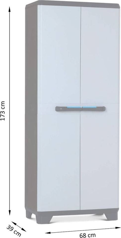 Dollap kopshti Keter Linear Tall, plastikë, me rafte, gri