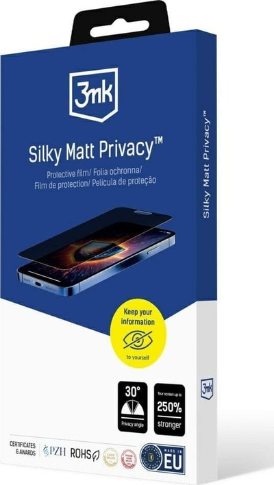 Folie mbrojtëse matte 3mk Silky Matt Privacy për Samsung Galaxy S25 Plus, mbulim i gjithë ekranit, kundër reflektimeve, e tejdukshme