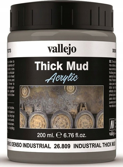 Pastë teksturale Vallejo Industrial Thick Mud, për diorama, 200ml, gri
