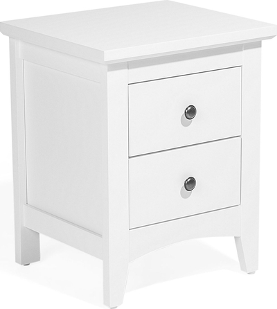 Komodinë anës krevati Bedside, 2 sirtarë, MDF, e bardhë