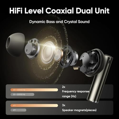 Kufje pa tel Realme Buds Air 6 Pro, ANC 50dB, IP55, gri e errët