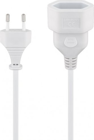 Kabllo zgjatëse Goobay Wentronic, 2 m, Europlug M në F, e bardhë