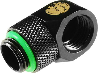 Përshtatës 90° për ftohje me ujë Bitspower BP-MB90R, 1/4", bronx nikel, i zi mat