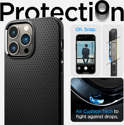 Mbrojtëse Spigen Liquid Air për Apple iPhone 14 Pro Max, e zezë