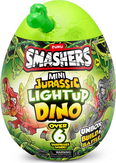 Lodër figurë Zuru Smashers Jurassic Light Up Dino Mini, vezë surprizë, me dino që ndizet, jeshile