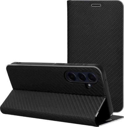 Навлака за книга Luna Book Carbon за Xiaomi Redmi Note 14 4G, карбон, црна