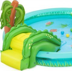 Qendër loje me ajër Bestway Crocodile, me pishinë uji, me rrëshqitëse, shumëngjyrëshe