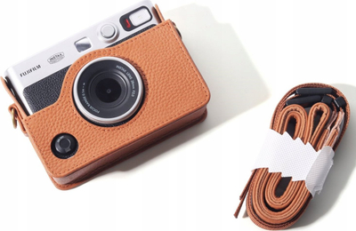 Këllëf aparati LoveInstant për Fujifilm Instax Mini Evo, lëkurë eko, me rrip, kafe