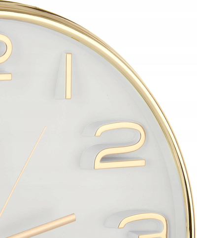 Orë muri Gold Wall Clock, diametër 33 cm, me numra në reliev, ngjyrë ari champagne