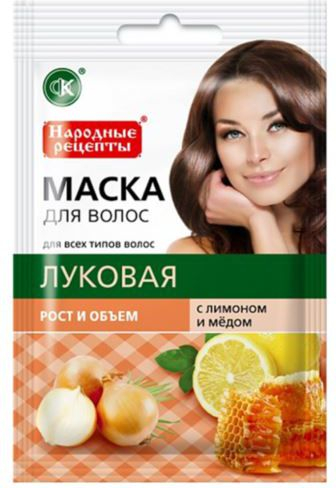 Фитокосметик Народные рецепты Маска за коса, со лук, лимон и мед, 30 ml