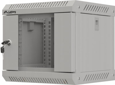 Kabinet rack për mur 10" 4U, 30x30x28.1cm, derë xhami, gri