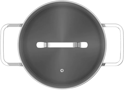 Tenxhere e thellë BergHOFF DiNA, çelik inox, kapak xhami, shumëngjyrëshe