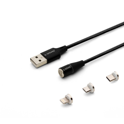Kabllo Savio, USB C / USB C.Micro USB A / Lightning, 2 m, e zezë