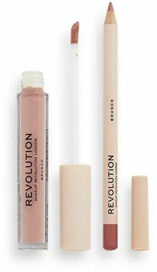 Set konturimi për buzë Makeup Revolution Lip Contour Kit Brunch, mat, nude taupe