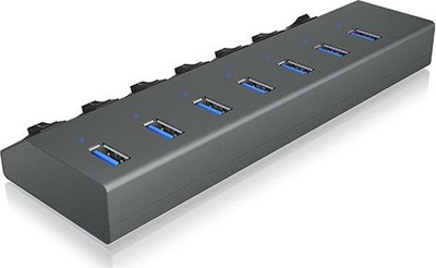 Hub USB ICY BOX IB-HUB1701-C3, 7 porta USB 3.2 Gen 1, 5 Gbit/s, ngjyrë antracit