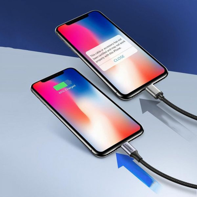 Kabllo USB Ugreen USB-A në Lightning, 1m, për karikim dhe të dhëna, ngjyrë argjendtë