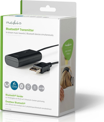 Transmetues audio Bluetooth Nedis BTTR100BK, USB, AptX, i zi