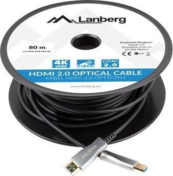 Kabllo HDMI Lanberg CA-HDMI-20FB-0800-BK, 80m, HDMI 2.0 4K, i zi