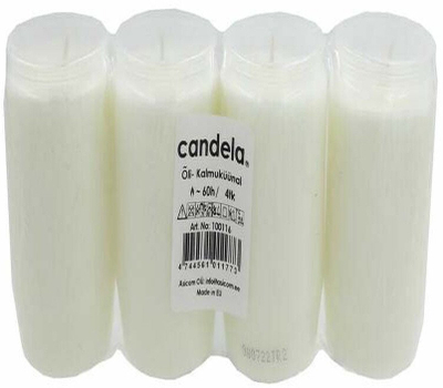 Kandela varri Candela 24100116, set me 4 copë, 60 orë djegie, të bardha