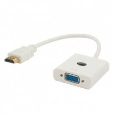 Adapter HDMI në VGA Savio CL-201, kabllo e shkurtër, e bardhë