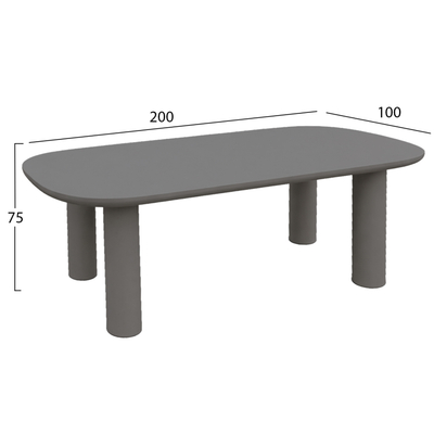 Tavolinë ngrënieje për jashtë Kiora HM6597.01, fiber cement, 200x100x75 cm, gri