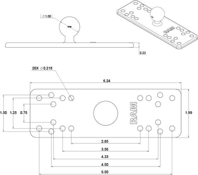 Mbajtëse detare RAM Mounts Universal, madhësi B mesatare, metal, e zezë