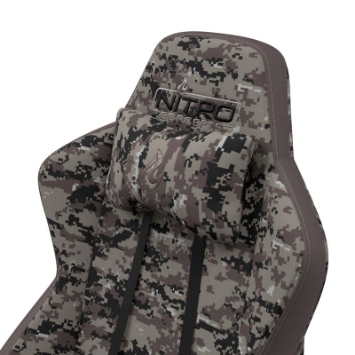 Гејминг столче Nitro Concepts S300 Urban Camo, ергономско, со потпирачи за раце, сиво камуфлажно