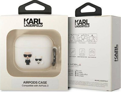 Kapak AirPods 3 Karl Lagerfeld KLACA3SILKCW, silikon, i bardhë