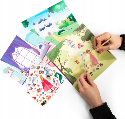 Set kreativ Derform Decalcomania Princesses, me sfonda dhe ngjitëse transferuese