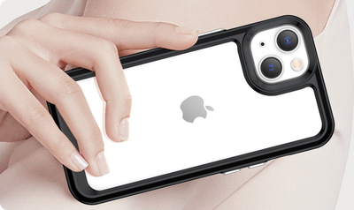 Mbrojtëse telefoni Hurtel Outer Space për iPhone 14 Plus, kornizë xhel TPU, e zezë