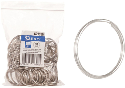 Unaza çelsash Geko G79960, set 100 copë, 30 mm, argjend