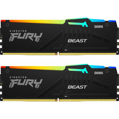Memorie RAM Kingston FURY Beast RGB, 32GB DDR5, 4800MT/s, kit 2x16GB
