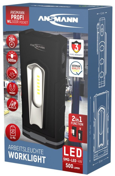 Dritë pune Ansmann Worklight Pocket 990-00123, LED, 500 lm, e zezë