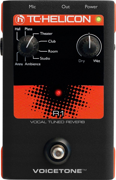 Pedal efekti për vokal TC Helicon VoiceTone R1, reverb, preamp me fantom, i zi