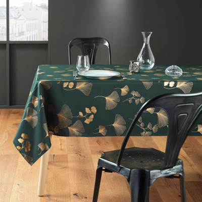 Mbulesë tryeze Douceur d'intérieur Blooming, drejtkëndore 150 x 300 cm, poliester, jeshile