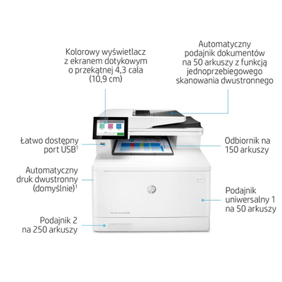 Pajisje multifunksionale HP LaserJet Enterprise MFP M480f, A4, lazer me ngjyra, e bardhë
