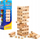 Lojë tavoline Wiss Toy Wooden Tower, 54 kube druri, me zar, me ngjyrë druri
