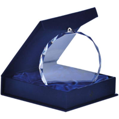 Medalje qelqi Tryumf Glass CM002, 8 cm, me kuti, transparente