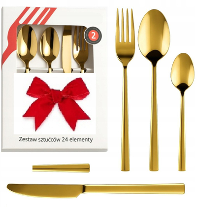 Set lugësh KULIG Piano, 24 copë, metal, ngjyrë ari me shkëlqim