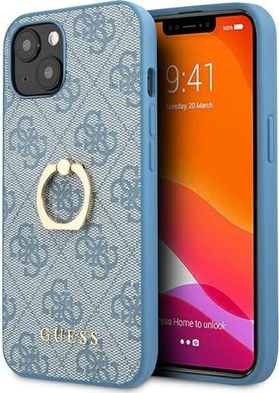 Mbulesë telefoni Guess GUHCP13S4GMRBL për iPhone 13 mini 5.4\", me unazë, blu