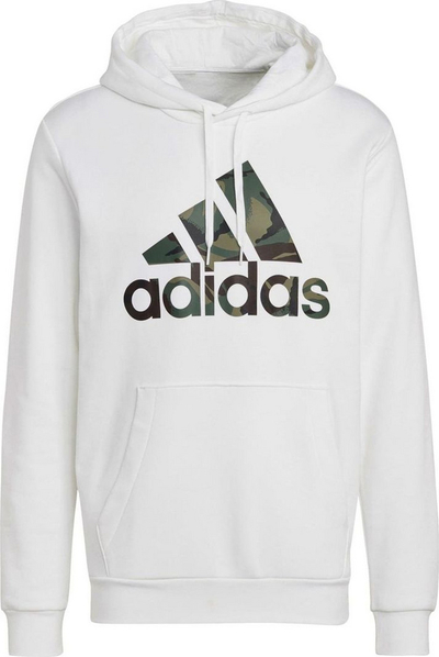 Duks për burra Adidas Essentials Fleece Camo-Print Hoodie, L, i bardhë
