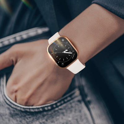 Etui orë Dux Ducis Hamo për Apple Watch 7 45mm, PC, me xham, rozë