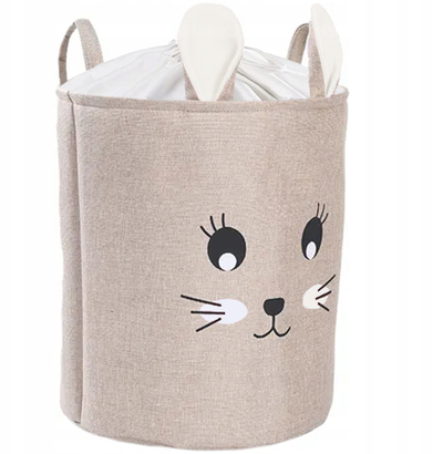 Кошница за организирање играчки Closing Toy Basket Premium XXL, 63L, модел зајаче, беж