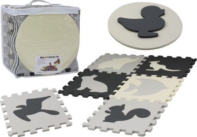 Tapet edukativ puzzle Leantoys, 28 copë, shkumë EVA, gri