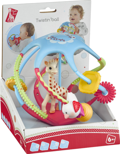 Lodër kafshuese Sophie la Girafe Twistin' Ball, natyrale, për beba 6m+